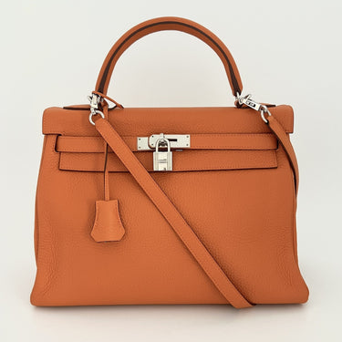 Hermès Kelly 32 orange with strap, ref. 7862